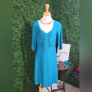 AVON Midi Dress Size Small with 3/4 Sleeves Color Teal